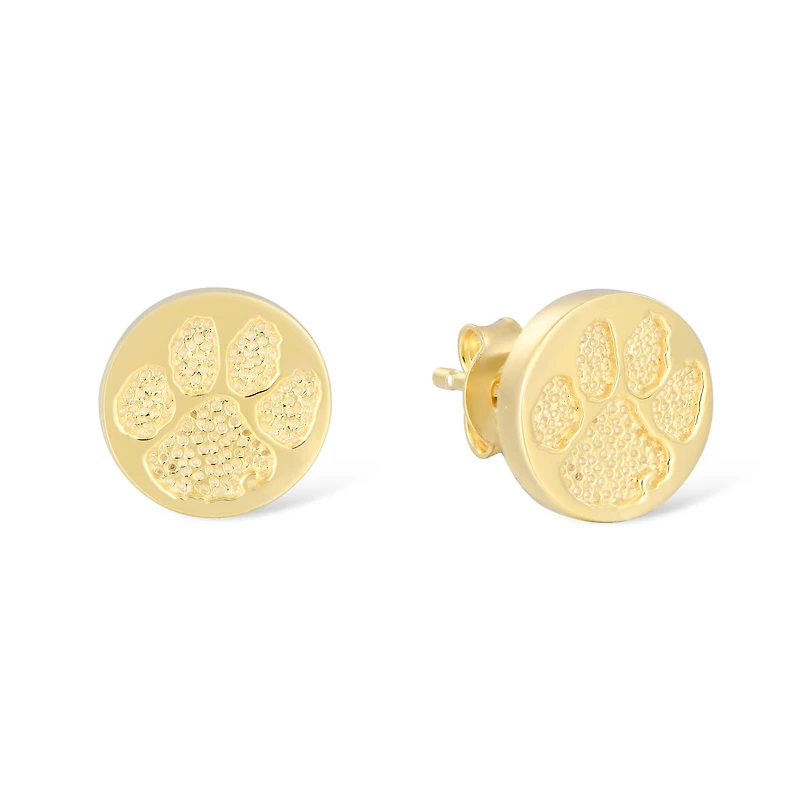 FanDrip Clemson Tigers 14K Gold-Plated Diamond Accent Stud Earring
