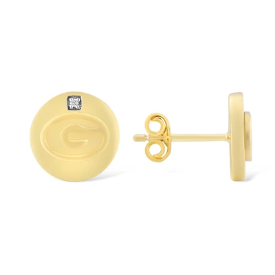 FanDrip Georgia Bulldogs 14K Gold-Plated Diamond Accent Stud Earring