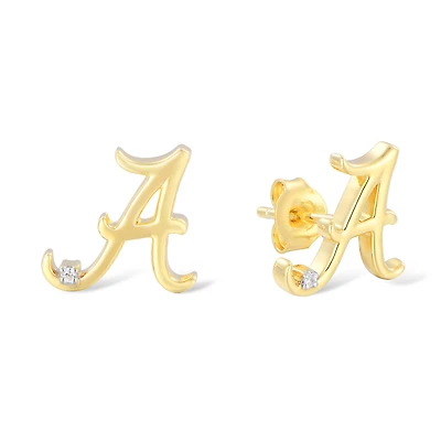 FanDrip Alabama Crimson Tide 14K Gold-Plated Diamond Accent Stud Earring