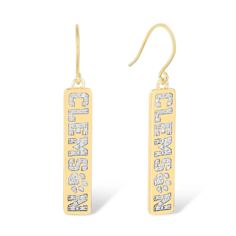 FanDrip Clemson Tigers 14K Gold-Plated Diamond Dangle Earring