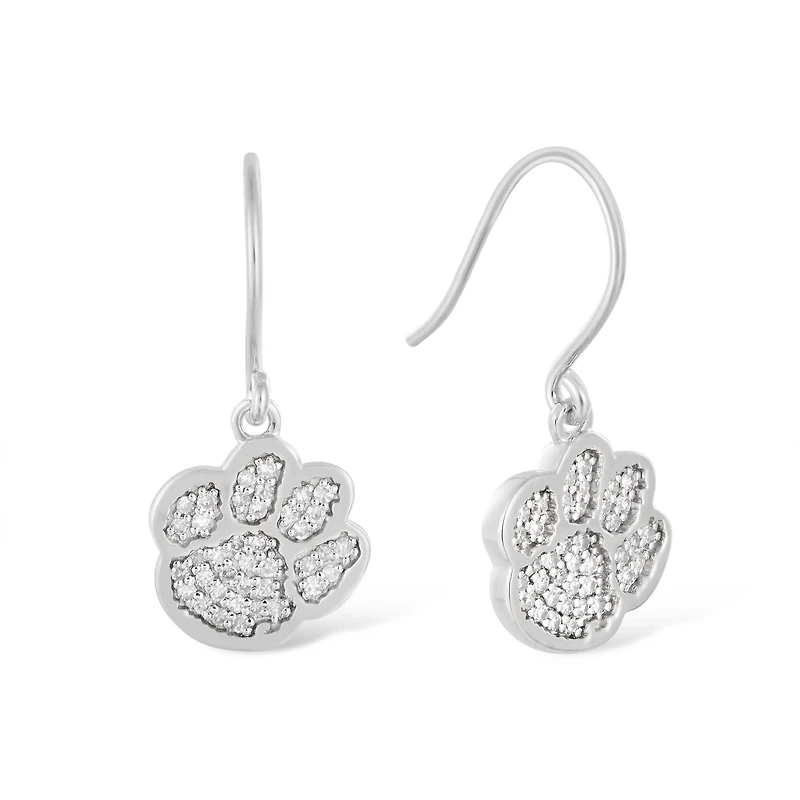 FanDrip Clemson Tigers Diamond Paw Dangle Earrings