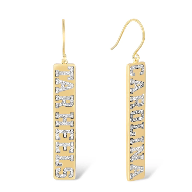 FanDrip North Carolina Tar Heels 14K Gold-Plated Diamond Dangle Earrings