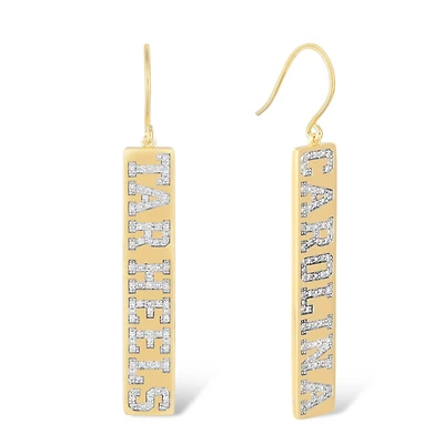 FanDrip North Carolina Tar Heels 14K Gold-Plated Diamond Dangle Earrings