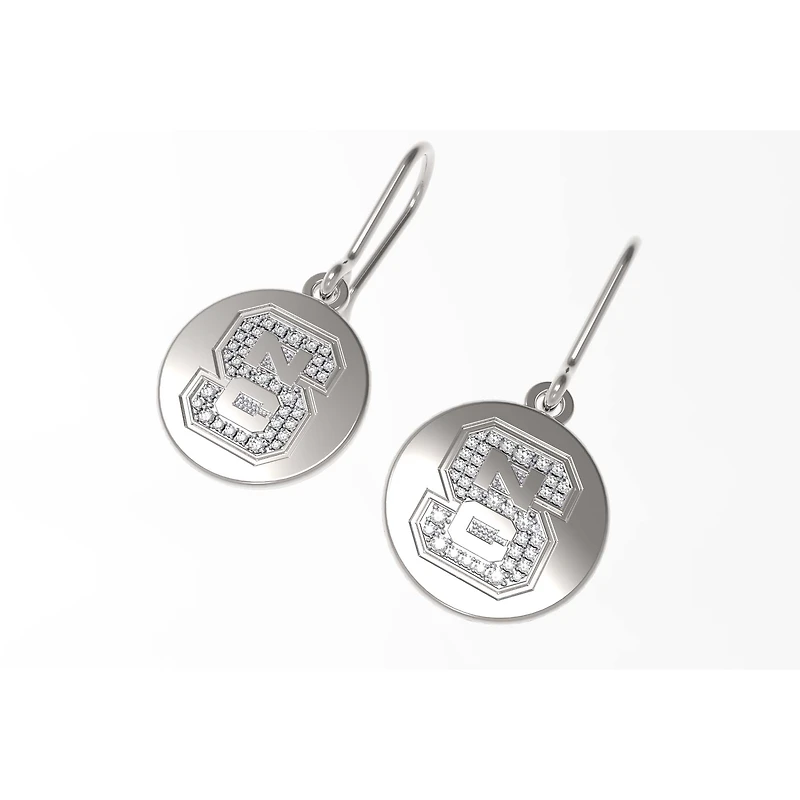 FanDrip NC State Wolfpack Round Diamond Dangle Earrings