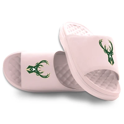 Youth ISlide Pink Milwaukee Bucks Primary Motive Slide Sandals