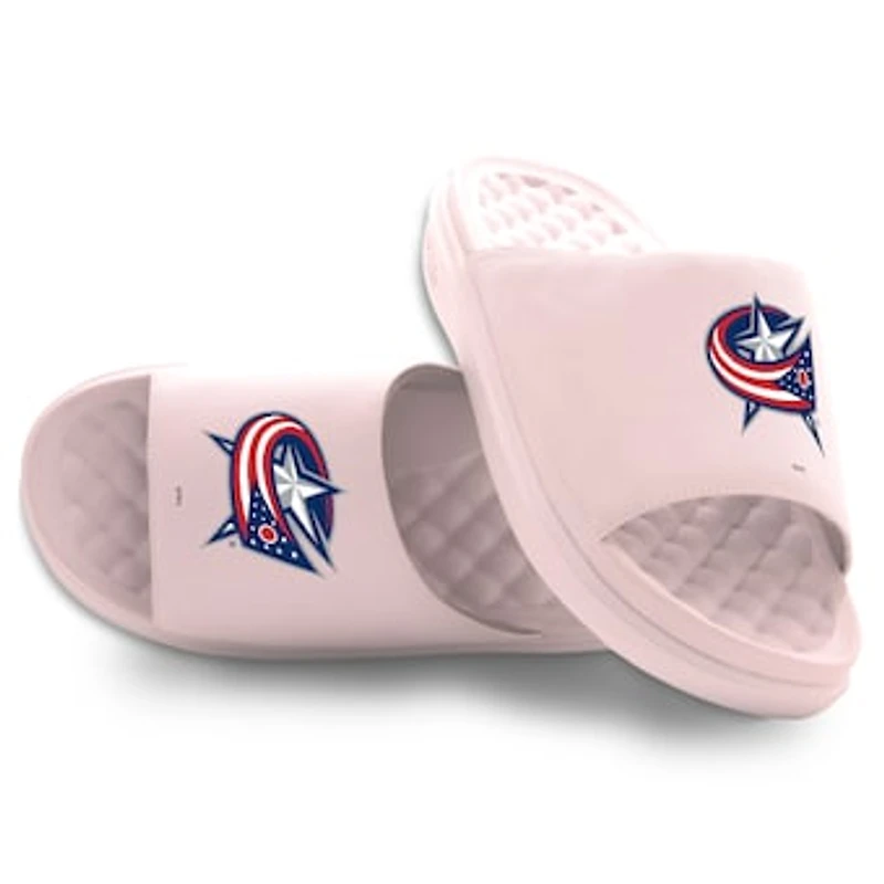 Unisex ISlide Pink Columbus Blue Jackets Primary Motive Slide Sandals