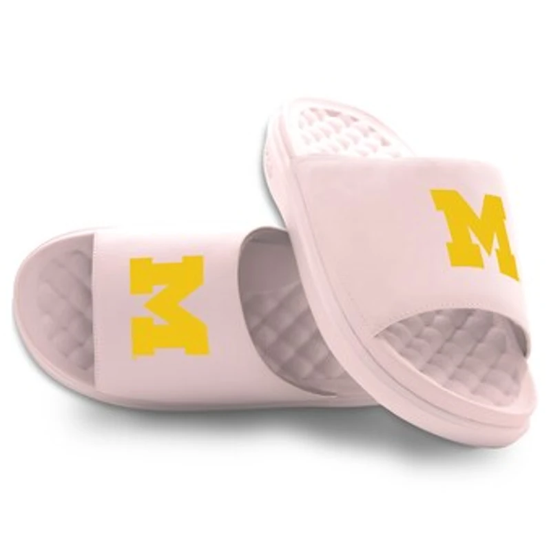 Unisex ISlide Pink Michigan Wolverines Primary Motive Slide Sandals