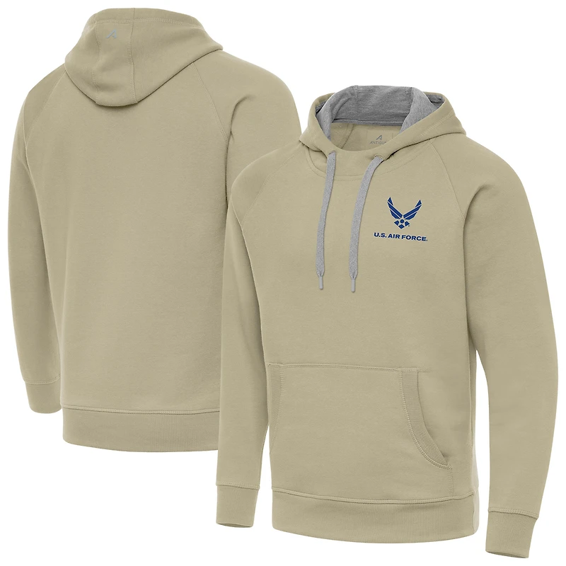 Men's Antigua Khaki Air Force Victory Pullover Hoodie