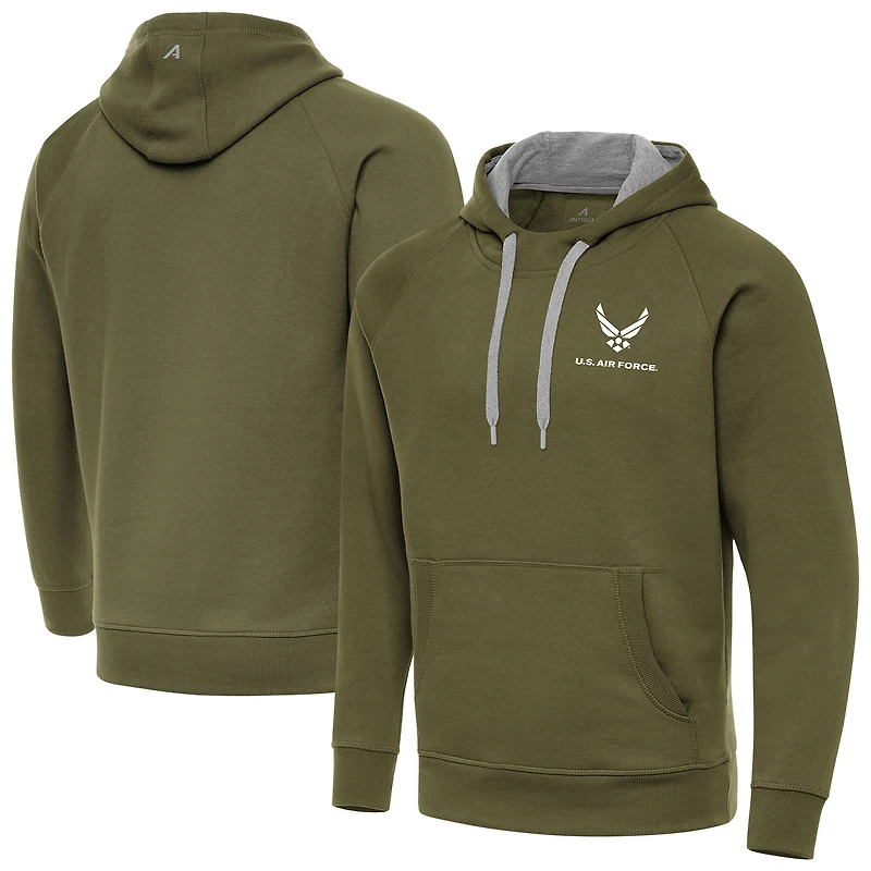 Men's Antigua Olive Air Force Victory Pullover Hoodie