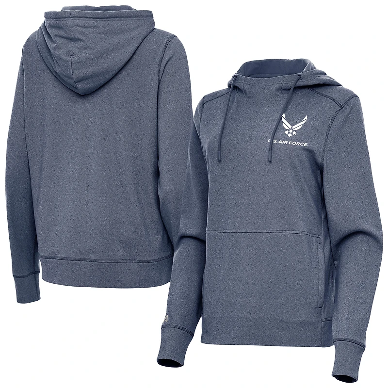 Women's Antigua Heather Navy Air Force Justice Pullover Hoodie
