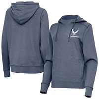 Women's Antigua Heather Navy Air Force Justice Pullover Hoodie