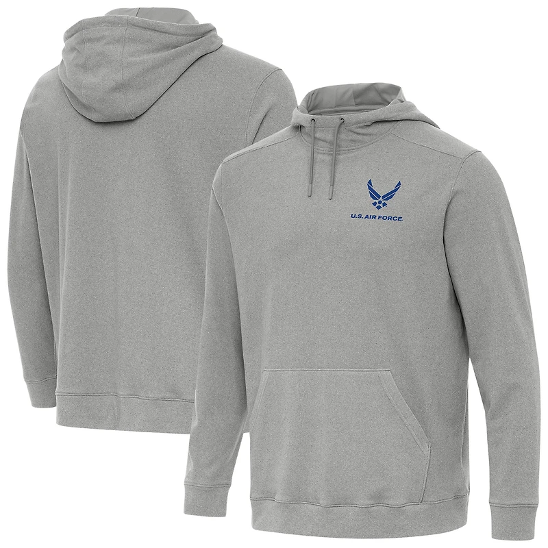 Men's Antigua Heather Gray Air Force Cloud Pullover Hoodie