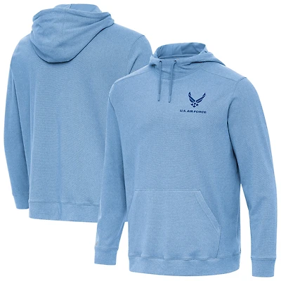 Men's Antigua Heather Powder Blue Air Force Cloud Pullover Hoodie