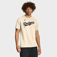 Men's Nike Natural Los Angeles Dodgers Wordmark Tri-Blend T-Shirt