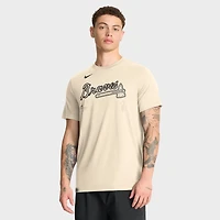 Men's Nike Natural Atlanta Braves Wordmark Tri-Blend T-Shirt