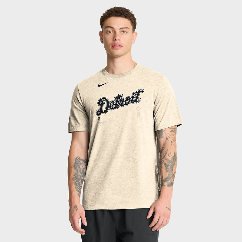 Men's Nike Natural Detroit Tigers Wordmark Tri-Blend T-Shirt