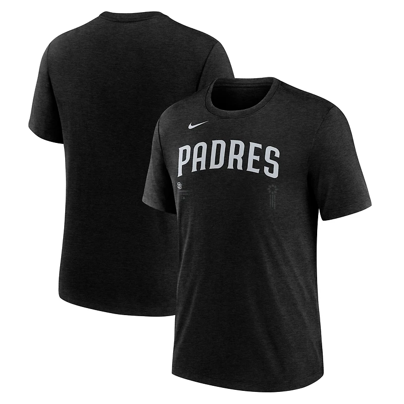 Men's Nike Heather Black San Diego Padres Wordmark Tri-Blend T-Shirt