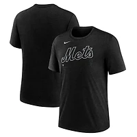 Men's Nike Heather Black New York Mets Wordmark Tri-Blend T-Shirt