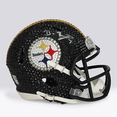 Ben Roethlisberger Pittsburgh Steelers Autographed Swarovski Crystal Riddell Speed Mini Helmet - Art by Rock On Sports