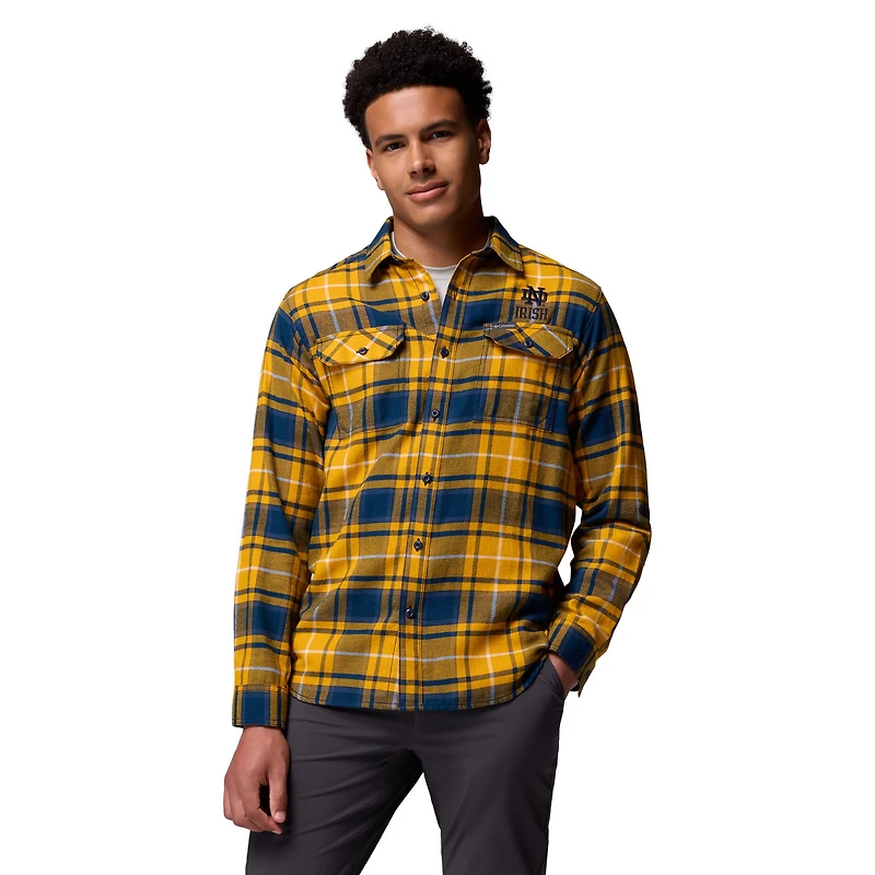 Men's Columbia  Gold Notre Dame Fighting Irish Flare Gun Omni-Wick Flannel Long Sleeve Button-Up Shirt