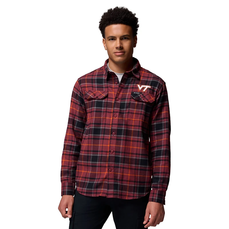 Men's Columbia  Maroon Virginia Tech Hokies Flare Gun Omni-Wick Flannel Long Sleeve Button-Up Shirt