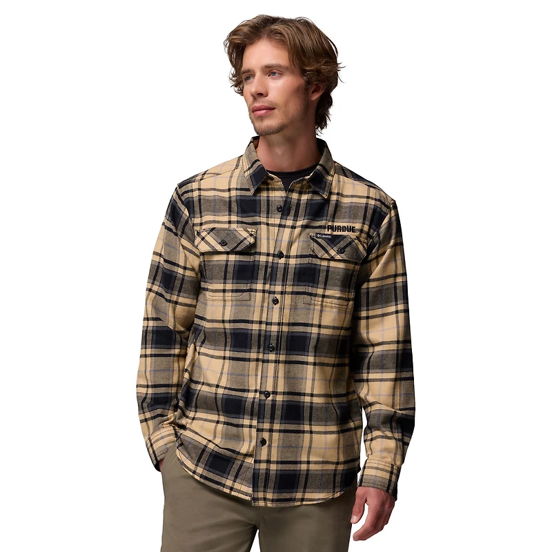 Men's Columbia Gold Purdue Boilermakers Flare Gun Omni-Wick Flannel Long Sleeve Button-Up Shirt