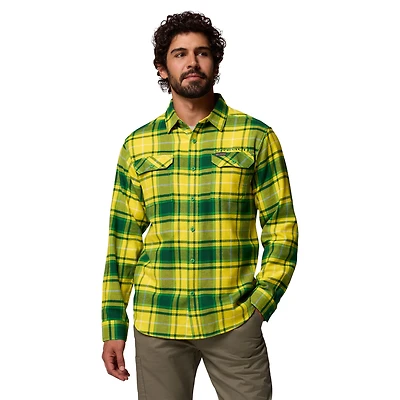 Men's Columbia  Green Oregon Ducks Flare Gun Omni-Wick Flannel Long Sleeve Button-Up Shirt