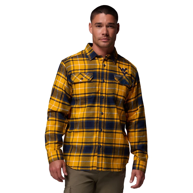 Men's Columbia  Gold West Virginia Mountaineers Flare Gun Omni-Wick Flannel Long Sleeve Button-Up Shirt