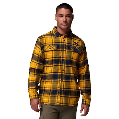 Men's Columbia  Gold West Virginia Mountaineers Flare Gun Omni-Wick Flannel Long Sleeve Button-Up Shirt