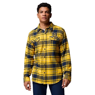 Men's Columbia  Maize Michigan Wolverines Flare Gun Omni-Wick Flannel Long Sleeve Button-Up Shirt