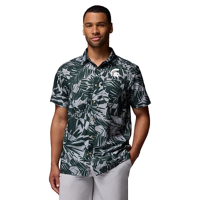 Men's Columbia Green Michigan State Spartans Super Slack Tide Omni-Wick Button-Up Shirt