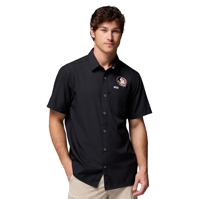 Men's Columbia Black Florida State Seminoles Slack Tide Camp Button-Up Shirt