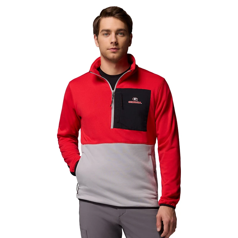 Men's Columbia Red/Gray Georgia Bulldogs Hike Omni-Wick Half-Zip Pullover