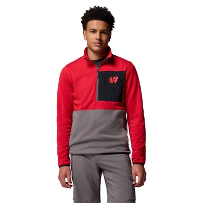 Men's Columbia Red/Gray Wisconsin Badgers Hike Omni-Wick Half-Zip Pullover