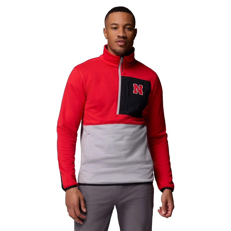 Men's Columbia Scarlet/Gray Nebraska Huskers Hike Omni-Wick Half-Zip Pullover