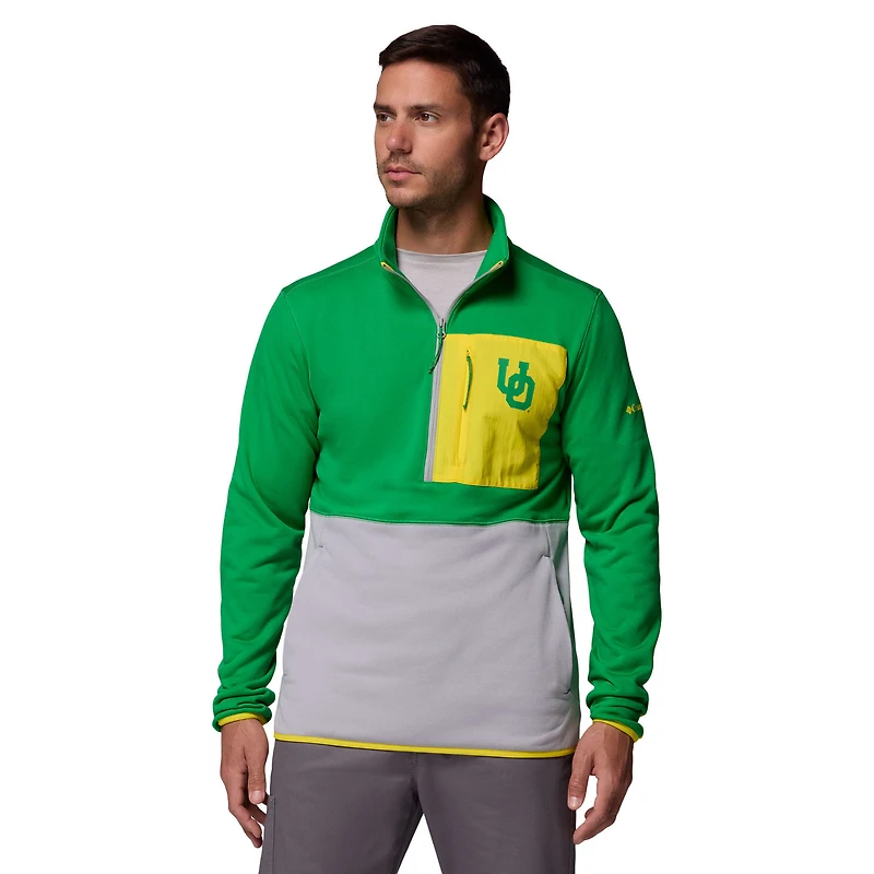 Men's Columbia Green/Gray Oregon Ducks Hike Omni-Wick Half-Zip Pullover