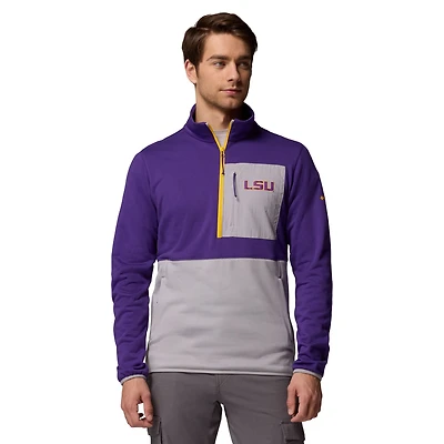 Men's Columbia Purple/Gray LSU Tigers Hike Omni-Wick Half-Zip Pullover