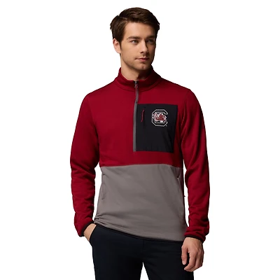 Men's Columbia Garnet/Gray South Carolina Gamecocks Hike Omni-Wick Half-Zip Pullover