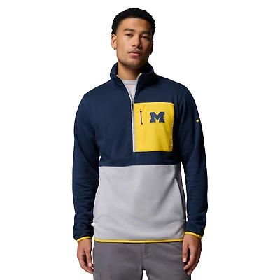 Men's Columbia Navy/Gray Michigan Wolverines Hike Omni-Wick Half-Zip Pullover