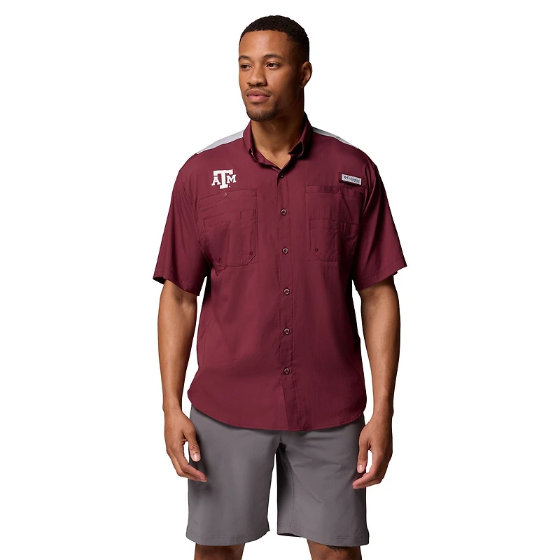 Men's Columbia Maroon Texas A&M Aggies Tamiami Colorblock Omni-Shade Button-Down Shirt