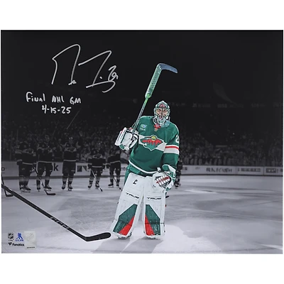Marc-Andre Fleury Minnesota Wild Autographed 16" x 20" Final NHL Regular Season Game Spotlight Photograph with "Final NHL GM 4/15/25" Inscription