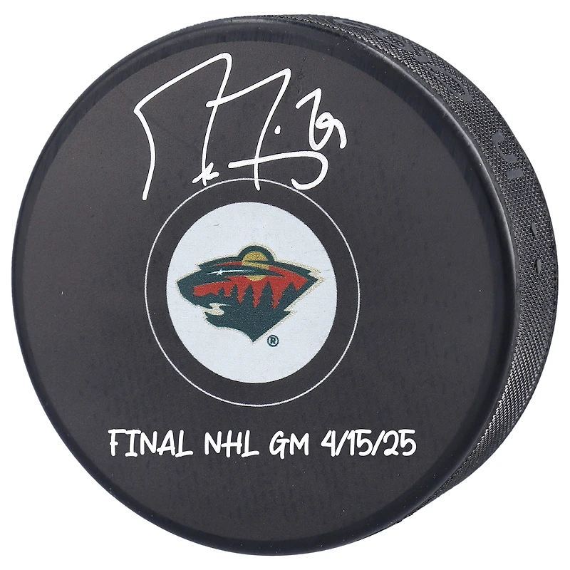 Marc-Andre Fleury Minnesota Wild Autographed Hockey Puck with "Final NHL GM 4/15/25" Inscription