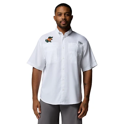 Men's Columbia White Florida Gators Tamiami Omni-Shade Button-Down Shirt
