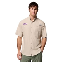 Men's Columbia Tan LSU Tigers Tamiami Omni-Shade Button-Down Shirt