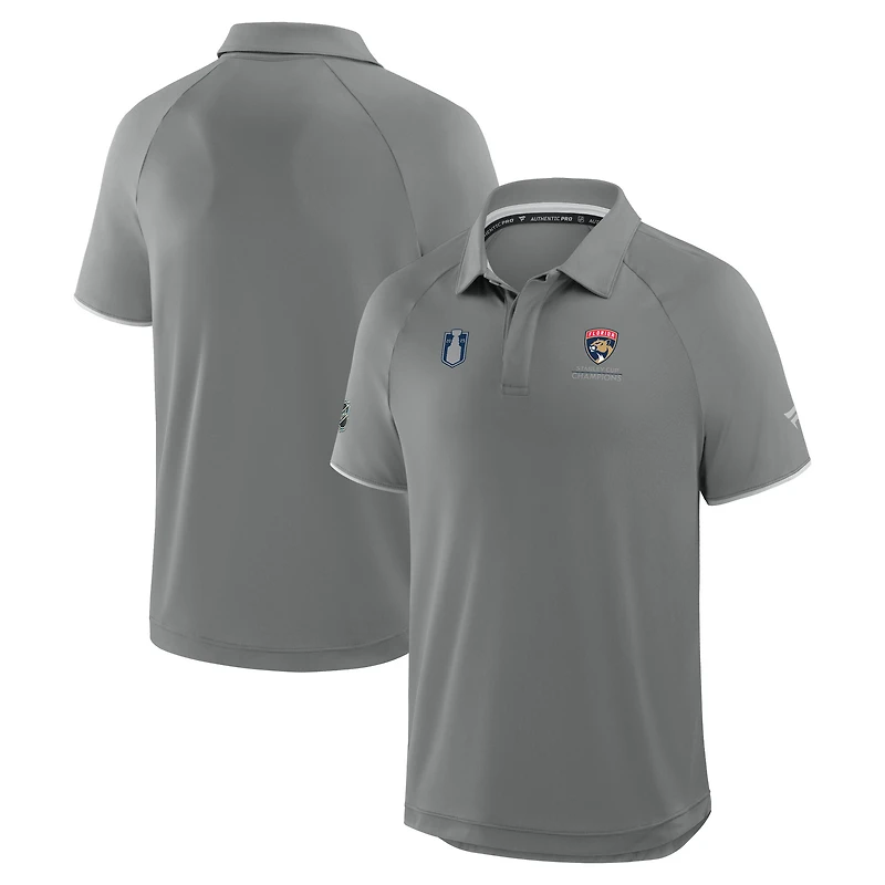Men's Fanatics Gray Florida Panthers 2025 Stanley Cup Champions Authentic Pro Polo