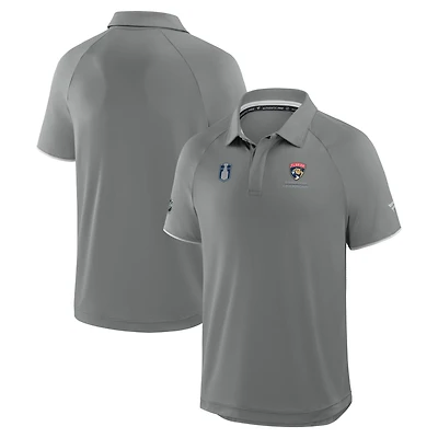 Men's Fanatics Gray Florida Panthers 2025 Stanley Cup Champions Authentic Pro Polo