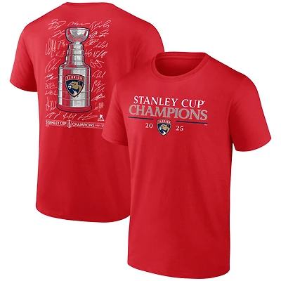 Men's Fanatics Red Florida Panthers 2025 Stanley Cup Champions Signature Roster T-Shirt