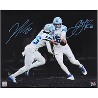 Jahmyr Gibbs & Jared Goff Detroit Lions Autographed 16" x 20" Handoff Spotlight Photograph