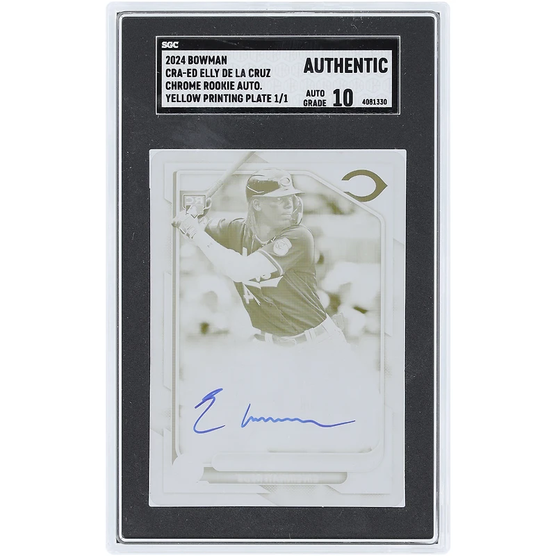Elly De La Cruz Cincinnati Reds Autographed 2024 Bowman Printing Plate #CRA-ED #1/1 SGC Authenticated Auto 10 Rookie Card