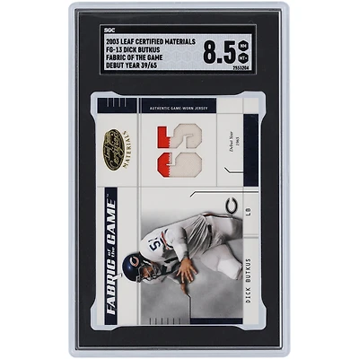 Dick Butkus Chicago Bears 2003 Leaf Certified 2 Color GU Relic #FG-13 #39/65 SGC Authenticated 8.5 Card